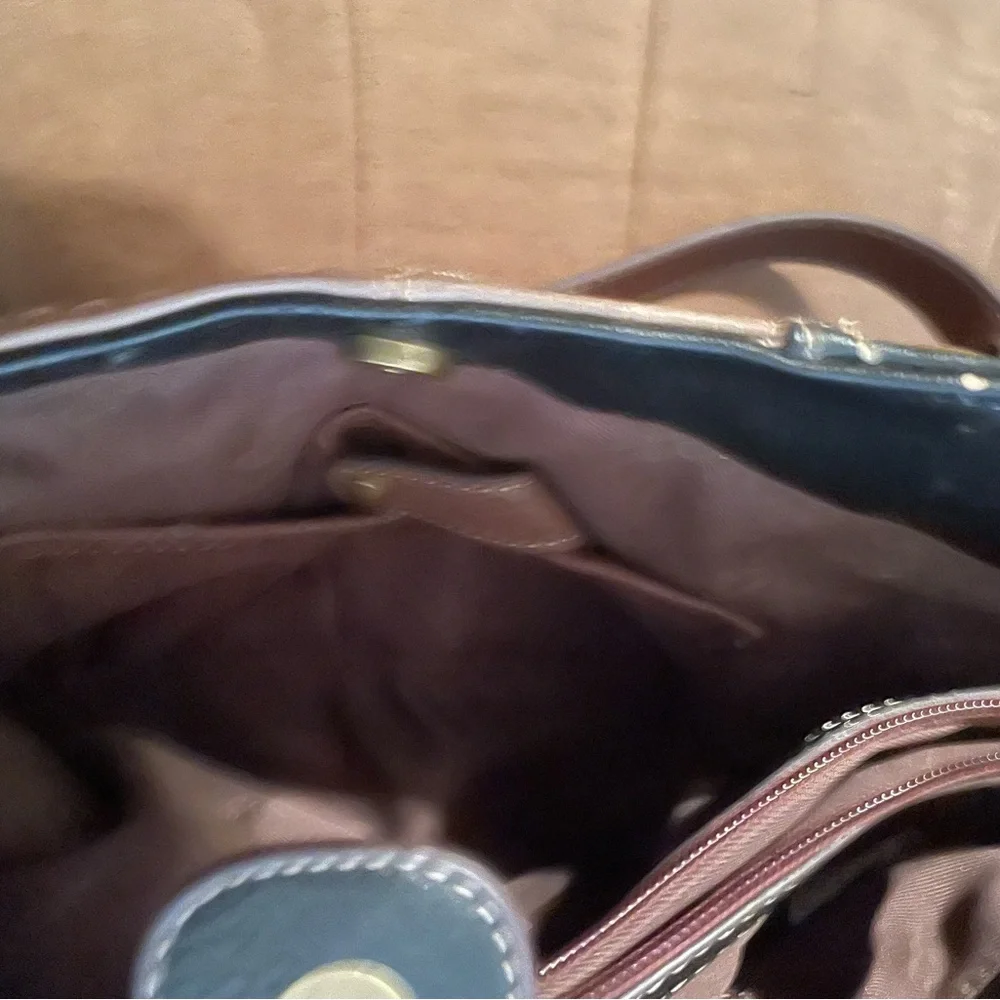 boc Two-Tone Leather Shoulder Bag in Black, Taupe & Brown - Picture 3 of 9